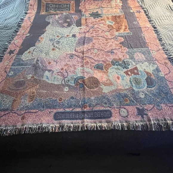 (VCC)Boyds Bears & Friends Christmas Tapestry Throw Blanket - Picture 7 of 8